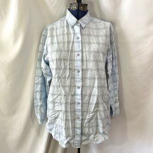 Vintage 80’s DeeCee Button Down Blouse Medium Blue Long Sleeve